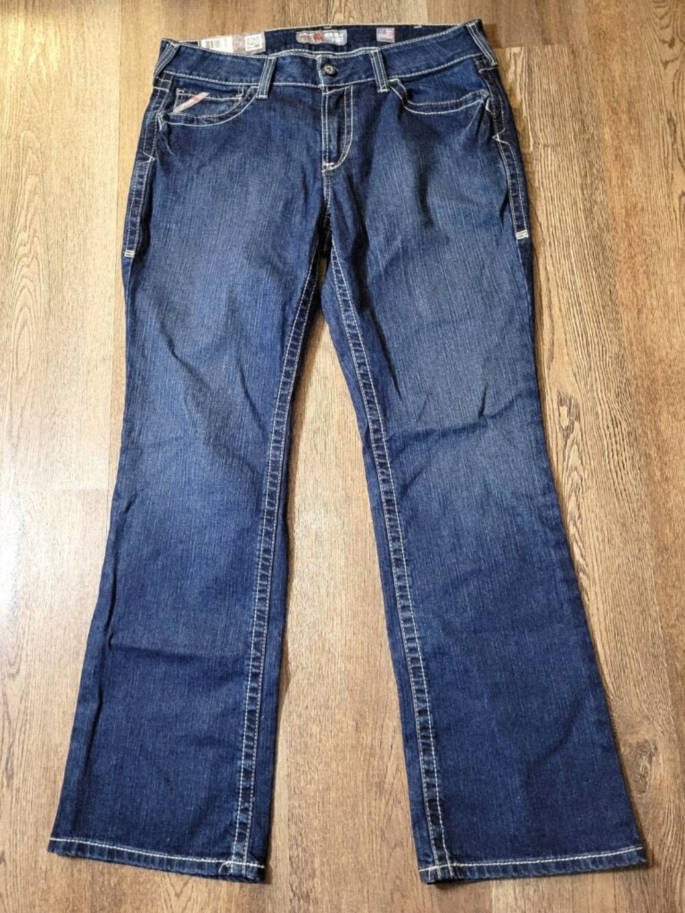 Ariat FR Jeans Womens 32R Blue Mid Rise Boot Flame Resistant CAT 2 Work Denim